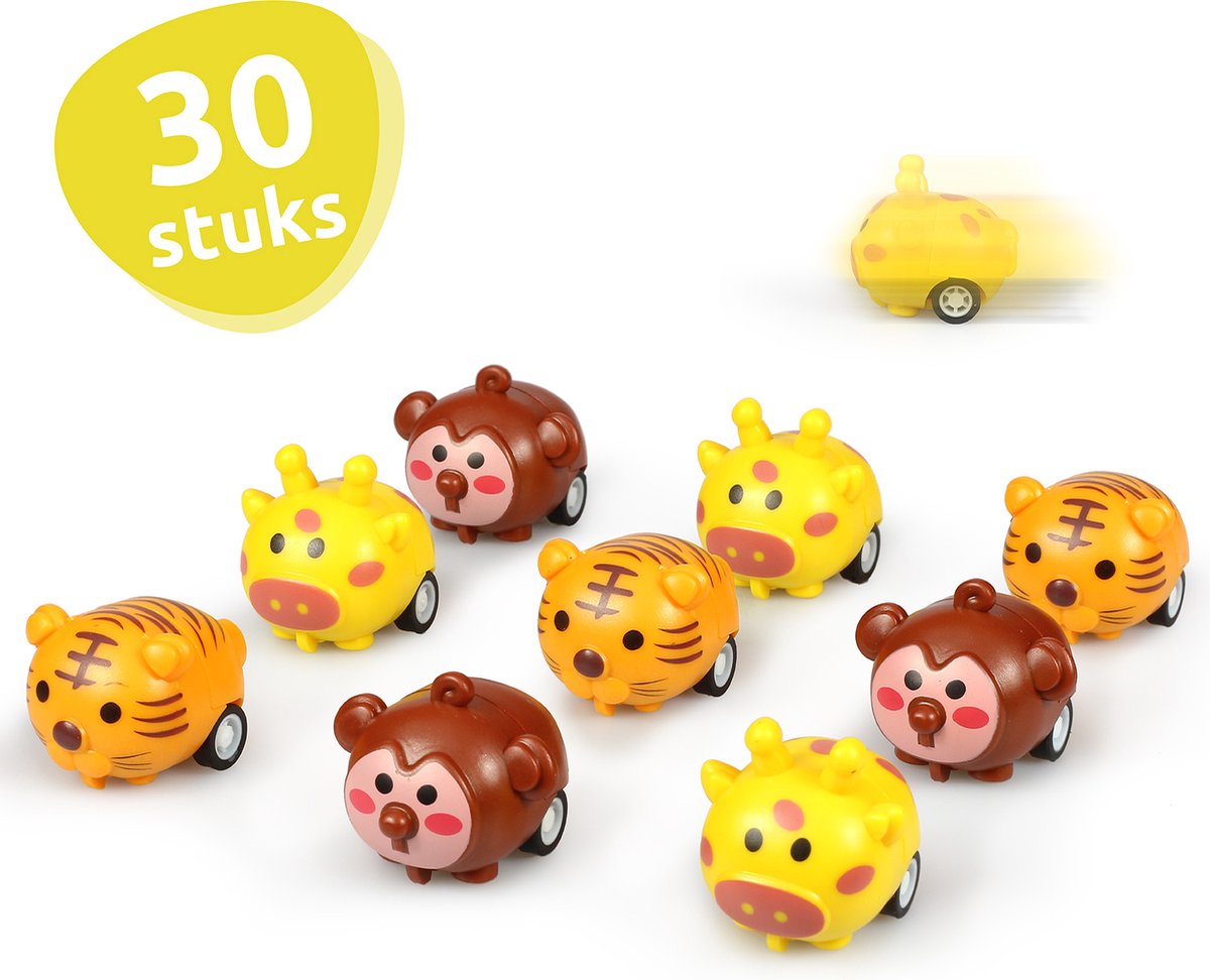 Isas Friends® - Uitdeelcadeaus Terugtrek Beestjes - 30 stuks - Traktatie - Uitdeelcadeautjes voor Kinderen